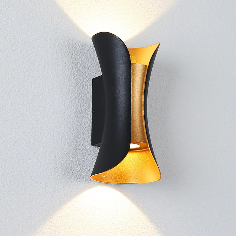 Black Golden Outdoor Wall Scone Curved Wall Lamp