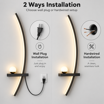 2-Pack Modern Orb Arc Wall Sconces
