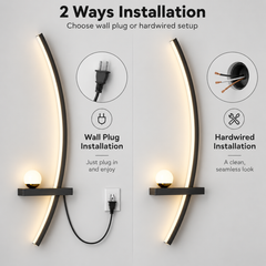 2-Pack Modern Orb Arc Wall Sconces