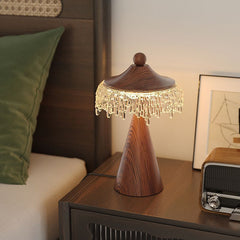 Walnut Acrylic Decorative Nightstand Lamp for Bedroom, Living Room, Office