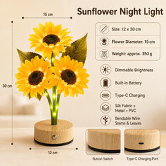 Sunflower Night Light, Rechargeable Dimmable Flower Lamp
