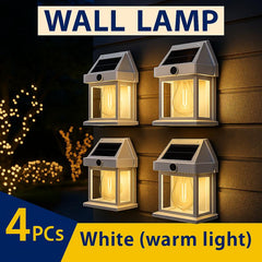4 Pack Solar Outdoor Wall Lights with Motion Sensor, Waterproof IP65 Garden Security Lighting, 3 Modes Auto Dusk to Dawn, Wireless Decorative Lamp for Patio, Villa, Pathway