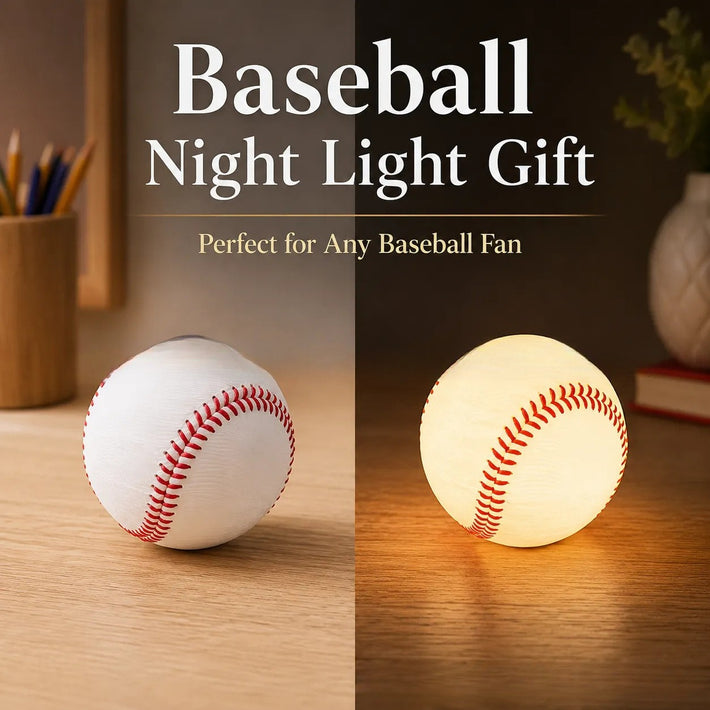 Baseball Night Light, Gift for Baseball Fans, Kids & Players