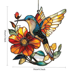 Bright Hummingbird Sun Catcher Window Colorful Acrylic Creating Reflective Light Spots for Indoor Outdoor Decoration Acrylic Hummingbird Sun Catcher Windproof for Outdoor Decoration No Fade