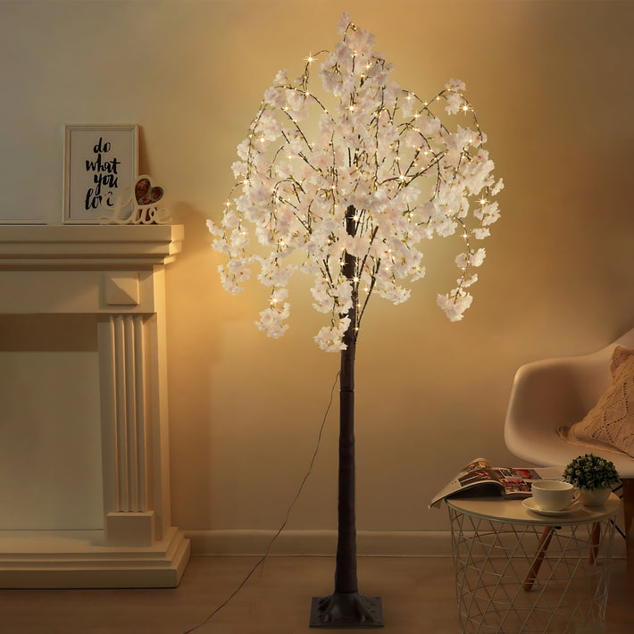 5.9ft Lighted Cherry Blossom Tree with LED Fairy Lights