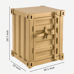 Industrial Metal Storage Cabinet, Side Table – Gold