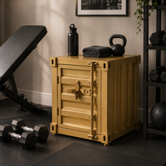 Industrial Metal Storage Cabinet, Side Table – Gold