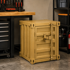 Industrial Metal Storage Cabinet, Side Table – Gold
