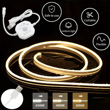 Motion Sensor Neon Lights Flex Strip, USB Powered For Stairs, Corridors