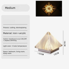 Modern Pyramid Table Lamp with Hand-Wave Control, 3 Color Modes & Stepless Dimming
