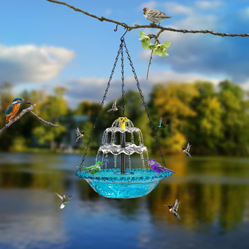 Solar Hanging Bird Bath Fountain for Outdoors
