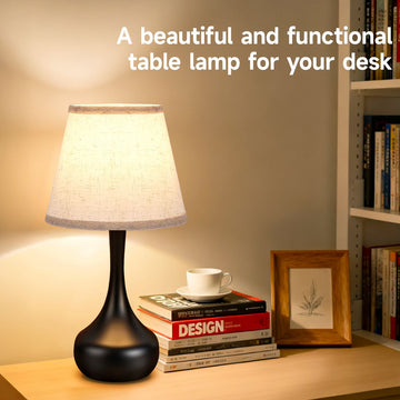 wooden table lamp with lampshade