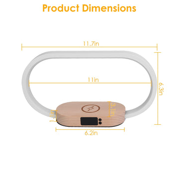 Bedside Table Lamp Touch Control with Clock Wireless Charging