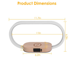 Bedside Table Lamp Touch Control with Clock Wireless Charging