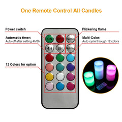 3-Packs Flameless Candles  LED Flickering Candles w/ Remote Control Timer