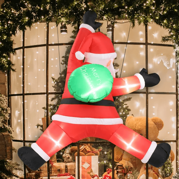 4.9 FT Lighted Christmas Inflatable Santa Claus With Gift Bag For Holiday Party Front Yard Lawn Garden Decor