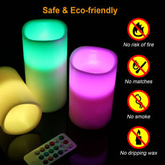 3-Packs Flameless Candles  LED Flickering Candles w/ Remote Control Timer