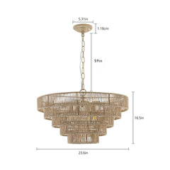 Bohemian style 23.6 Inch Rattan Woven Pendant Light