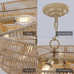 Bohemian style 23.6 Inch Rattan Woven Pendant Light