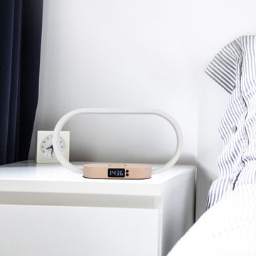 Bedside Table Lamp Touch Control with Clock Wireless Charging