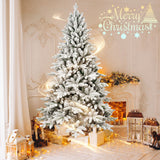 6ft PVC&PE Flocking Hinged Tree Environmentally Friendly Fireproof Artificial Christmas Tree Flocked