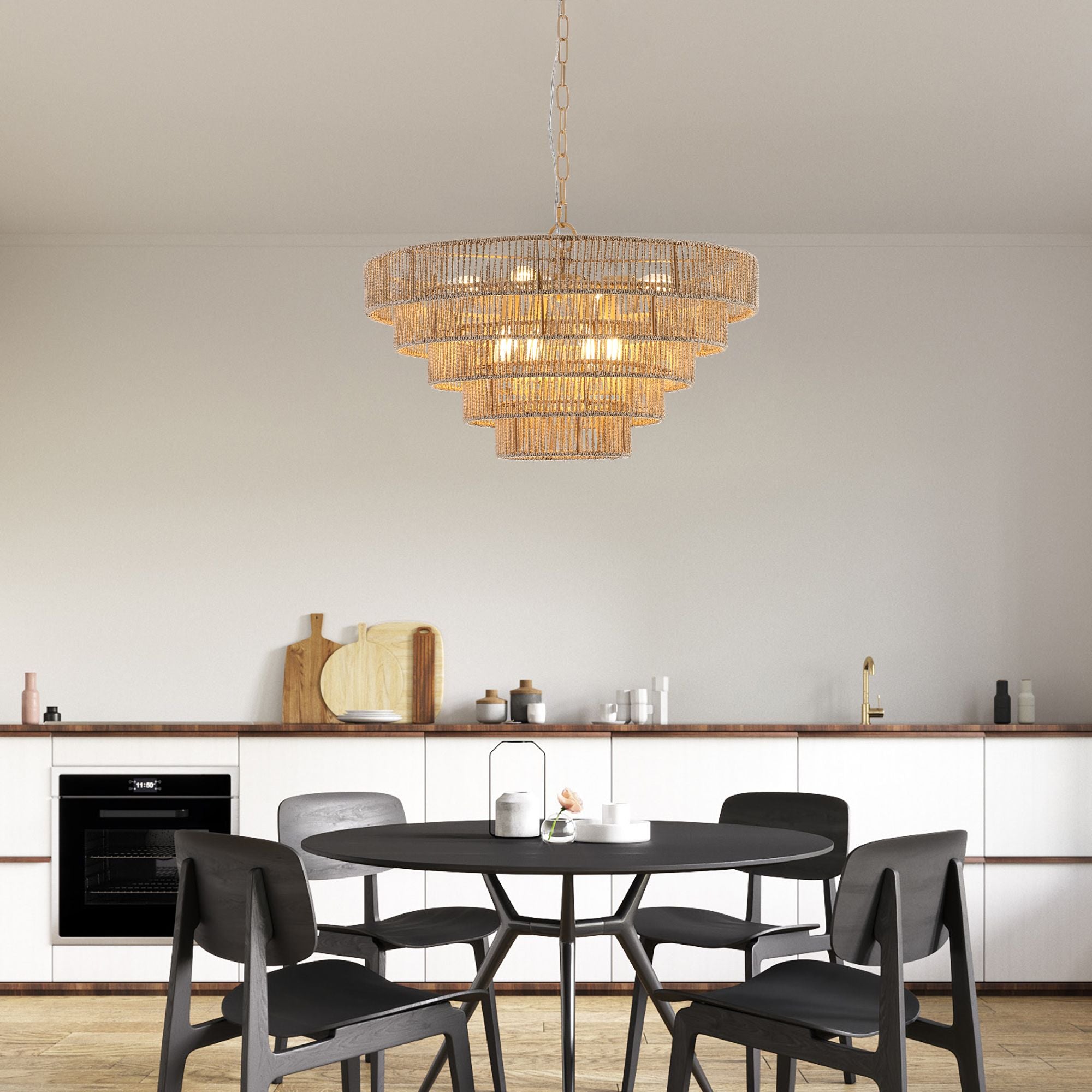 Bohemian style 23.6 Inch Rattan Woven Pendant Light – EP Designlab LLC
