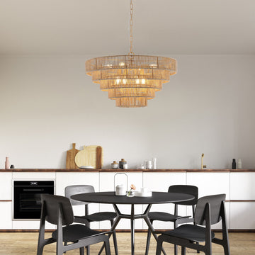 Bohemian style 23.6 Inch Rattan Woven Pendant Light