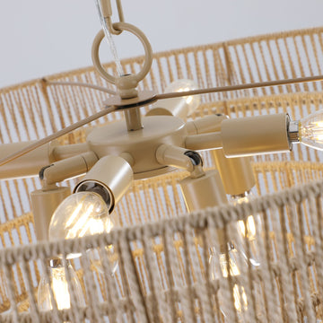 Bohemian style 23.6 Inch Rattan Woven Pendant Light