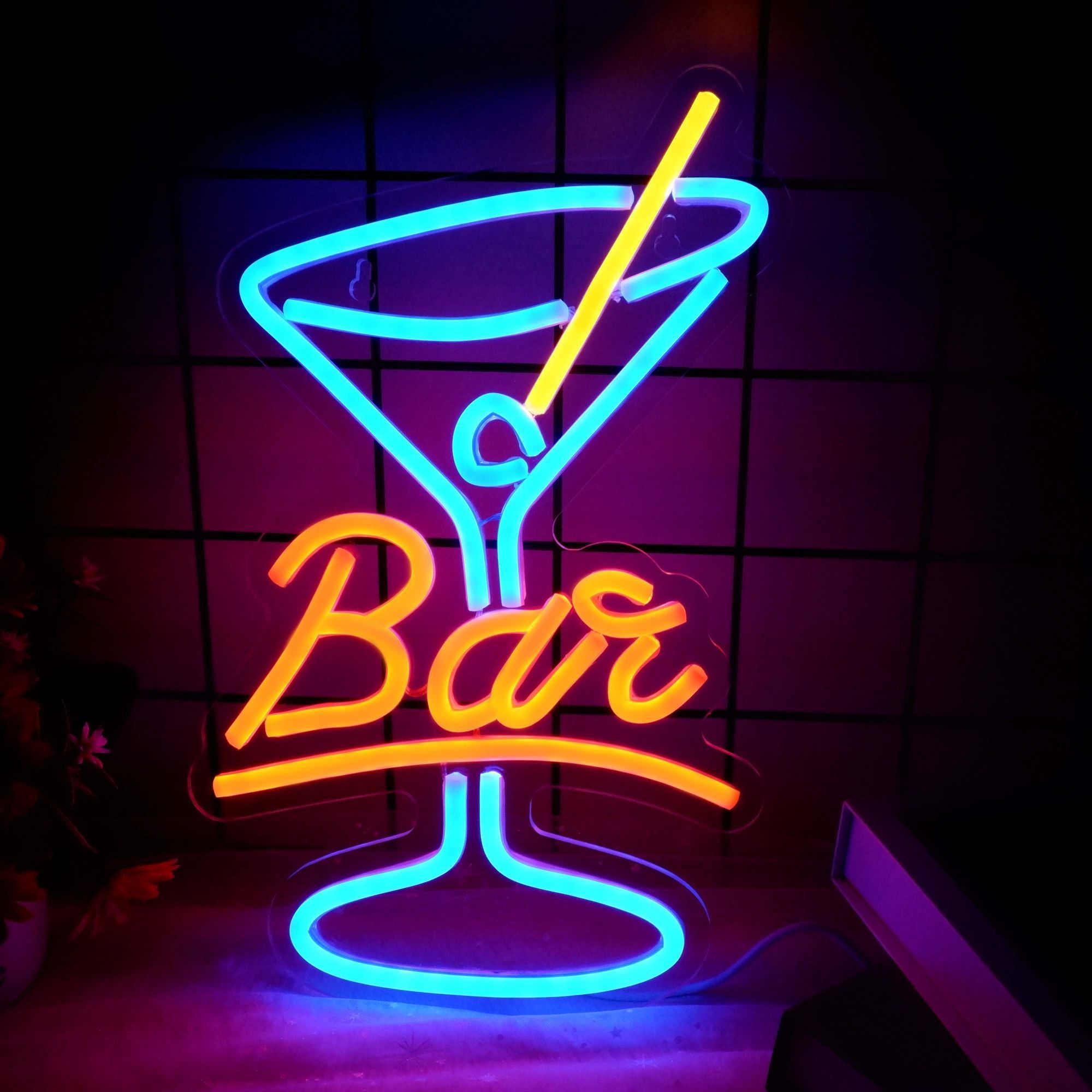 orange vertical BAR goblet neon sign