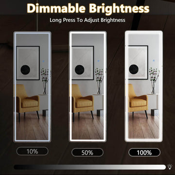 3 Color Lighting Mirror, 64"x21" Lighted Floor Standing Mirror