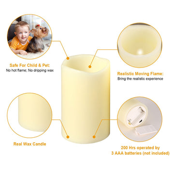 3-Packs Flameless Candles  LED Flickering Candles w/ Remote Control Timer