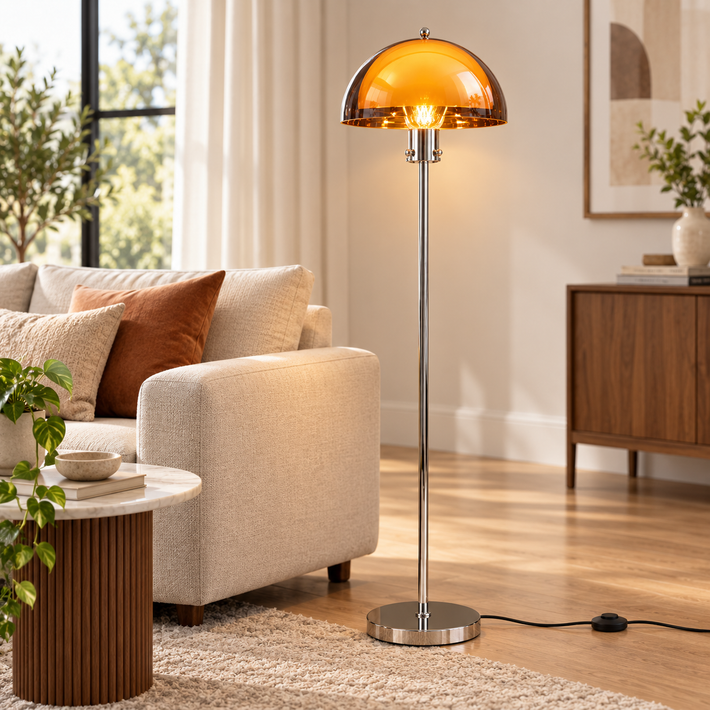 Modern Amber Acrylic Floor Lamp with 3 Color Temperatures