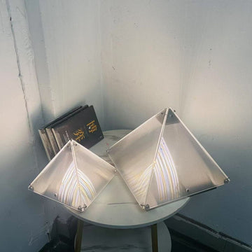 Modern Pyramid Table Lamp with Hand-Wave Control, 3 Color Modes & Stepless Dimming