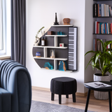 Piano Wall Shelf, Decorative Bookshelf with LED Light