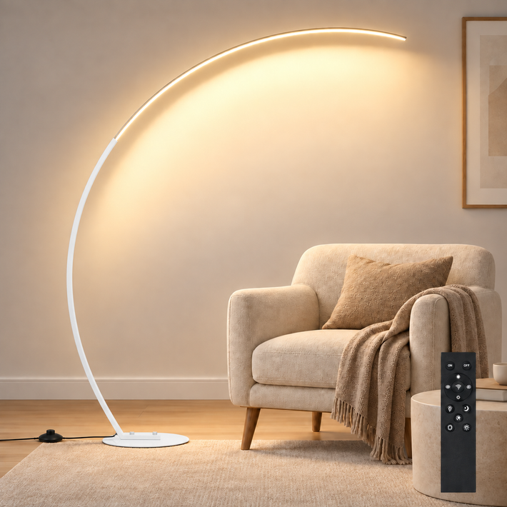67" Arc LED Floor Lamp, 3000K-6000K Color Temperature - white