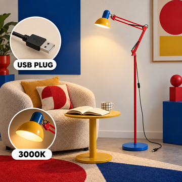 Adjustable Memphis-Style Floor Lamp with Bold Colour Design