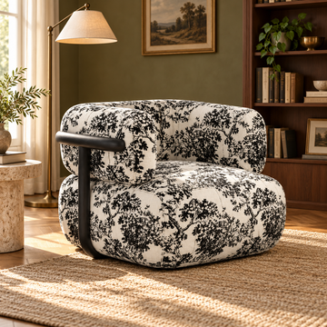 Modern Botanical Print Upholstered Accent Chair