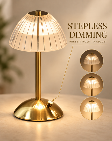 Cordless Gold Table Lamp – USB Rechargeable, Stepless Dimming