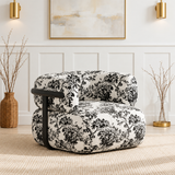 Modern Botanical Print Upholstered Accent Chair
