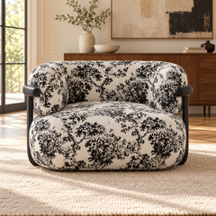 Modern Botanical Print Upholstered Accent Chair