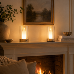 Smart Induction Candle Lamp with Glass Shade, Hand-Wave Dimmable LED Ambient Light