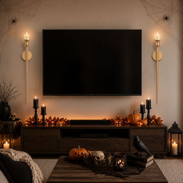 31.5inch Candle Wall Sconce, Halloween Wall Decor, with Battery Operated Candles, Set of 2
