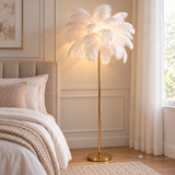 Luxury Ostrich Feather Floor Lamp, 160cm Tall Modern Standing Light with 58+ Extra-Full 45cm Lengthened Feathers