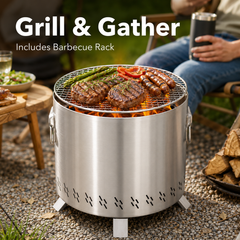 21” Stainless Steel Smokeless Fire Pit for Patio Camping with Carry Bag