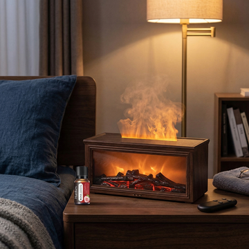 300ml Fireplace Aroma Diffuser 7 Colorful Flame Fire Humidifier W/h Essential Oil, Remote, Timer and Auto Off