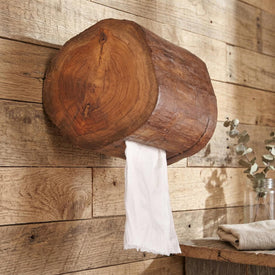 Rustic Wood Stump Toilet Paper Holder, Natural Log Dispenser, Farmhouse Woodland Decor