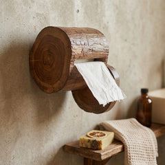 Rustic Wood Stump Toilet Paper Holder, Natural Log Dispenser, Farmhouse Woodland Decor