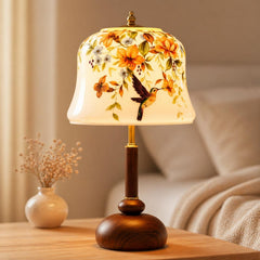 Floral Hummingbird Table Lamp, Vintage Bedside Lamp, 3 Light Modes