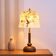 Floral Hummingbird Table Lamp, Vintage Bedside Lamp, 3 Light Modes