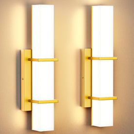 Set of 2 Modern 17.6 Inch Wall Sconces, 3 Color Temperatures for Indoor & Outdoors - Gold